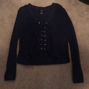 Lace up, crop sweater
